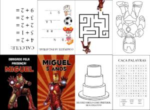 Livro de Atividades Homem de Ferro Editável para Aniversário