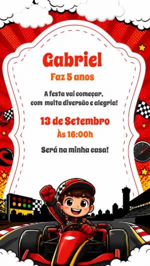 Convite Aniversário Fórmula 1 para Editar