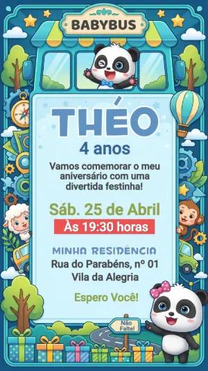 Convite de Aniversário Infantil Babybus para Editar Online