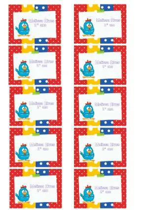 Etiqueta Escolar Galinha Pintadinha Colorida para Editar
