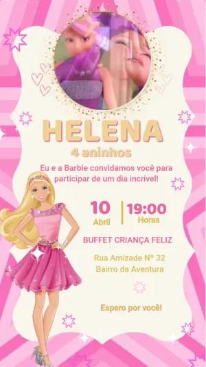 Convite Animado Aniversário Barbie para Editar Online