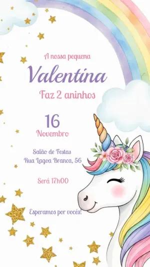 Convite Animado de Aniversário Unicórnio para Editar Online