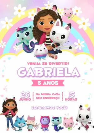 Convite de Aniversário Casa Mágica da Gabby para Editar Online