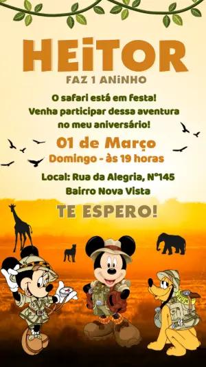 Convite de Aniversário Safari do Mickey para editar online
