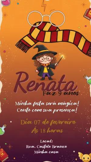 Convite de Aniversário Harry Potter Modelo Editável