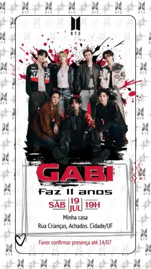 Convite de Aniversário BTS K-POP com Foto Editável