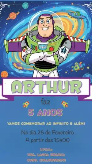 Convite de Aniversário Buzz Lightyear no Espaço para Editar