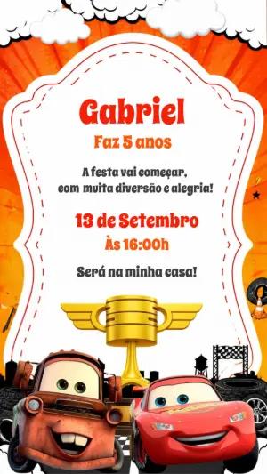 Convite de Aniversário Carros: Modelo Digital Editável