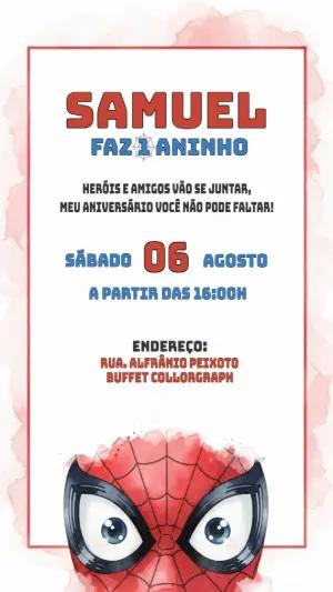 Convite de Aniversário Homem Aranha para Editar Online