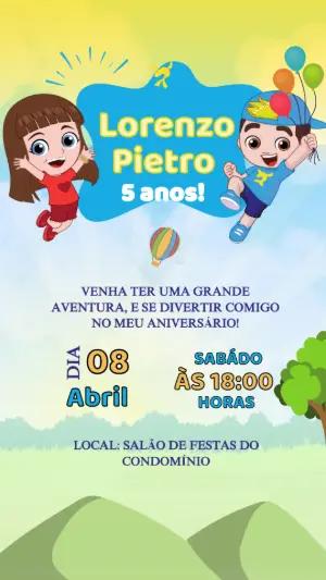 Convite de Aniversário Aventureiros com Personagens para Editar