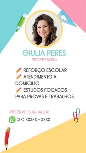 Cartão de Visita para Aulas de Reforço Editável Online