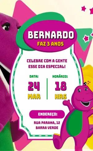 Convite de Aniversário Infantil Barney e Amigos para Editar