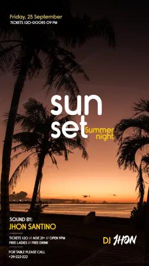 Tropical Sunset Beach Party Flyer - Editable Template