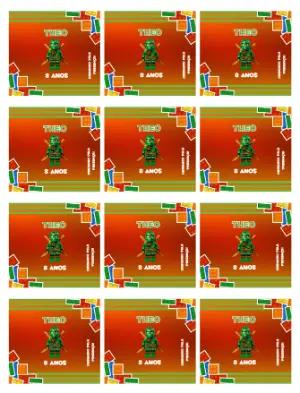 Adesivo para Bala Personalizada Ninjago Verde Editável para Aniversário