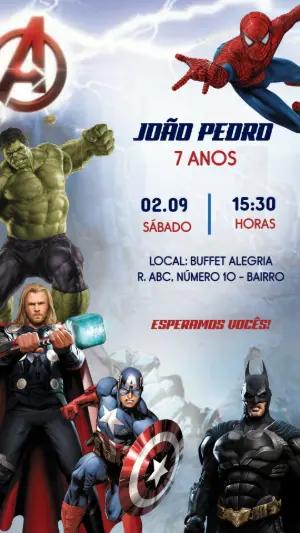 Convite Aniversário Super-Heróis para Editar Online