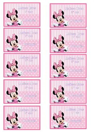 Etiqueta Escolar Minnie Rosa Editável para Imprimir