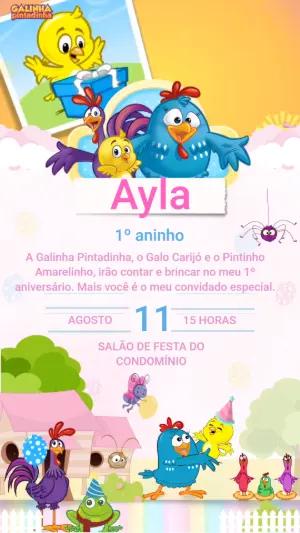 Convite Animado de Aniversário Galinha Pintadinha para Editar