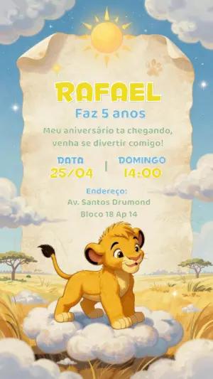 Convite de Aniversário Rei Leão Infantil | Modelo Editável
