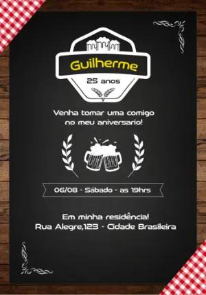 Convite de Aniversário Churrasco e Cerveja para Editar Online