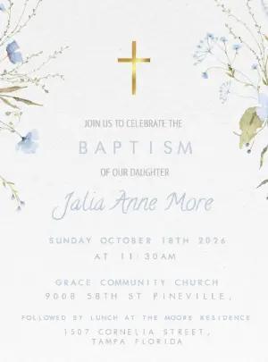 Elegant Floral Baptism Invitation Template to Edit