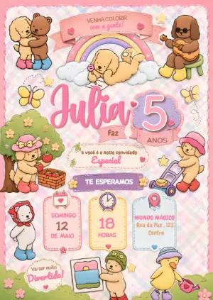Convite de Aniversário Infantil Fofo Bobbie Goods Editável