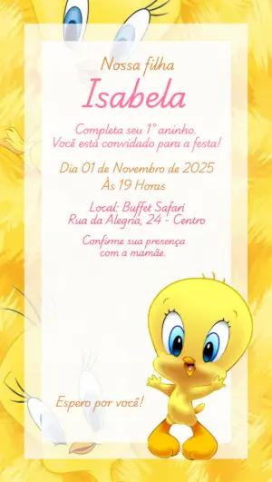 Convite Aniversário do Piu-Piu para Editar Online