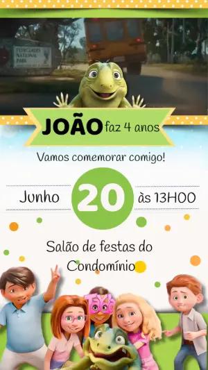 Convite Animado Aniversário Léo e o Lagarto para Editar