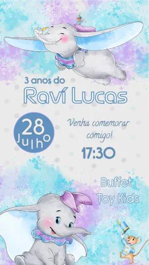 Convite de Aniversário Dumbo para Editar Online
