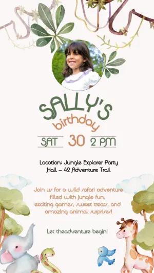 Editable Safari Birthday Invitation with Photo Template