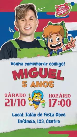 Convite Aniversário Gato Galáctico para Editar Online