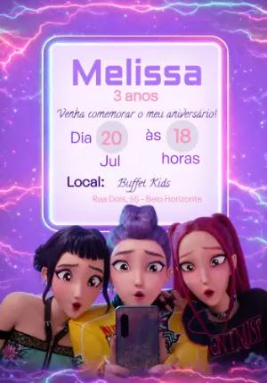 Convite de Aniversário K-pop Roxo e Neon para Editar
