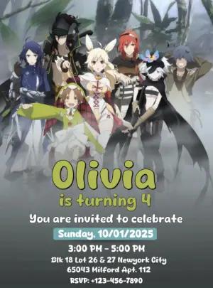 Editable Rokka no Yuusha Anime Birthday Invitation