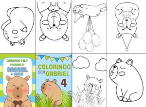 Mini Livro de Colorir Capivara para Editar Online
