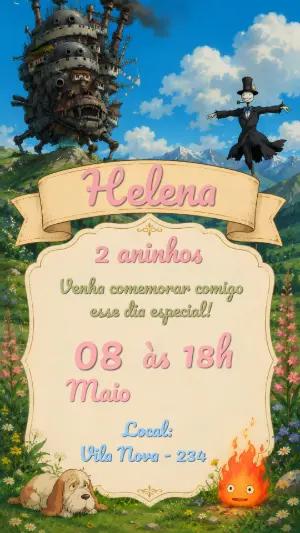 Convite de Aniversário Castelo Animado Editável