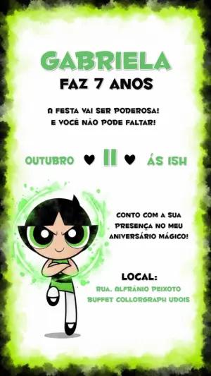 Convite Aniversário Docinho Meninas Super Poderosas para Editar
