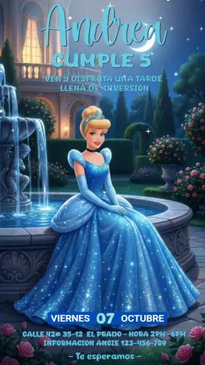 Video Invitación de Cumpleaños Cenicienta Mágica para Editar