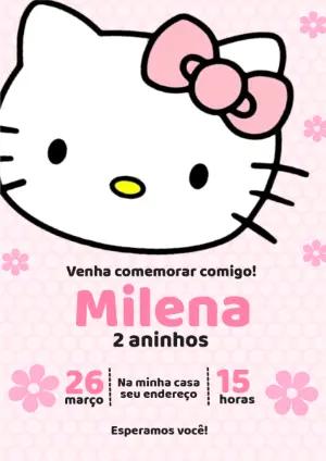 Convite de Aniversário Hello Kitty Rosa para Editar Online
