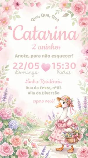 Convite de Aniversário Ganso Aquarela para Editar