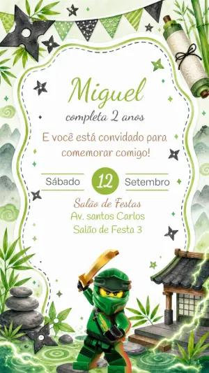 Convite Aniversário Ninja Lego