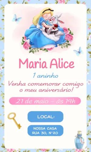 Convite de Aniversário Alice no País das Maravilhas Editável