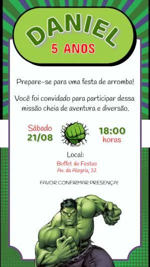 Convite de Aniversário do Hulk Verde e Roxo para Editar