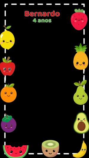 Moldura de Aniversário Frutinhas para Editar Online