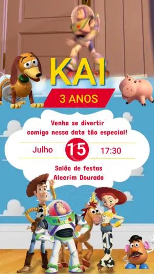 Convite Animado Toy Story: Vídeo de Aniversário para Editar