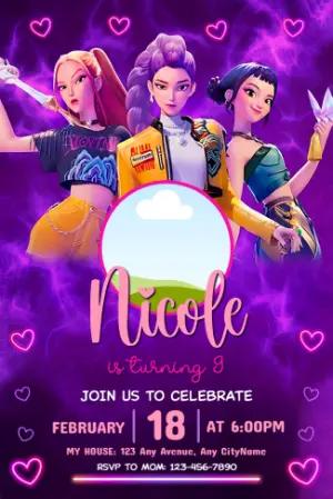 K-Pop Demon Hunter Birthday Invitation | Editable Digital Template