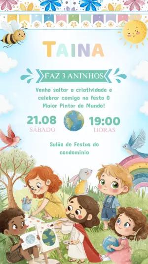 Convite Aniversário Maior Pintor do Mundo para Editar Online