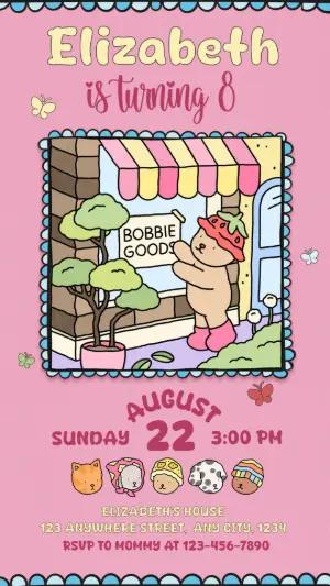 Cute Bear Birthday Invitation Template to Edit Online