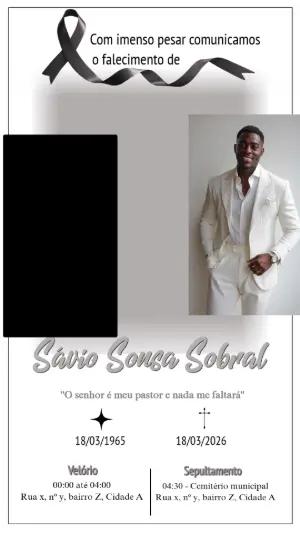 Nota de Falecimento Minimalista Editável com Foto