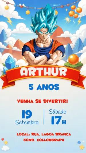 Convite Digital de Aniversário Dragon Ball Super para Editar