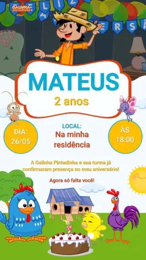 Vídeo Convite de Aniversário Galinha Pintadinha Editável