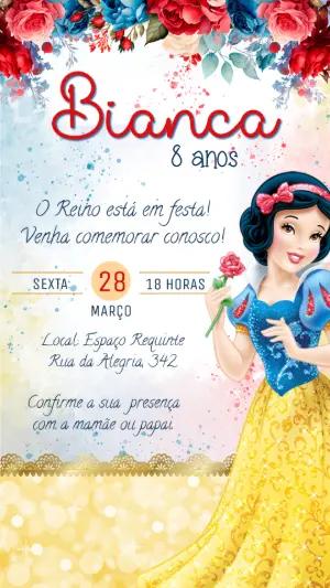 Convite de Aniversário Branca de Neve para Editar Online
